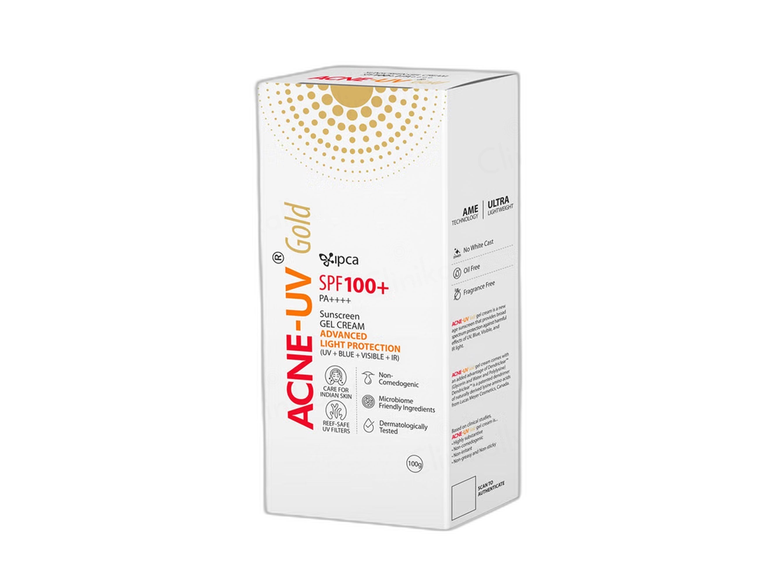 IPCA Acne-UV Gold Sunscreen Gel Cream SPF 100+ PA++++