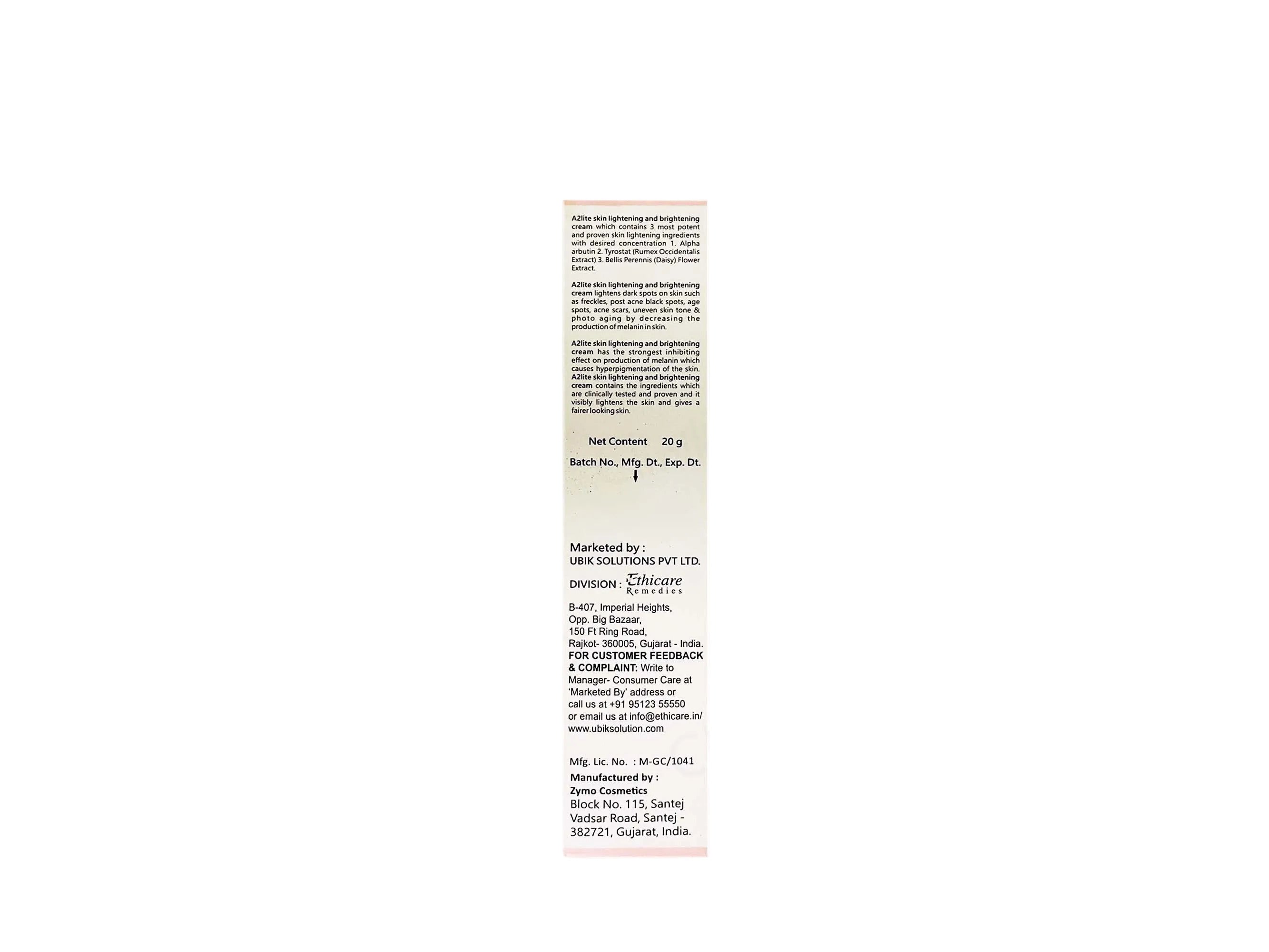 A2 Lite Skin Lightening & Brightening Cream