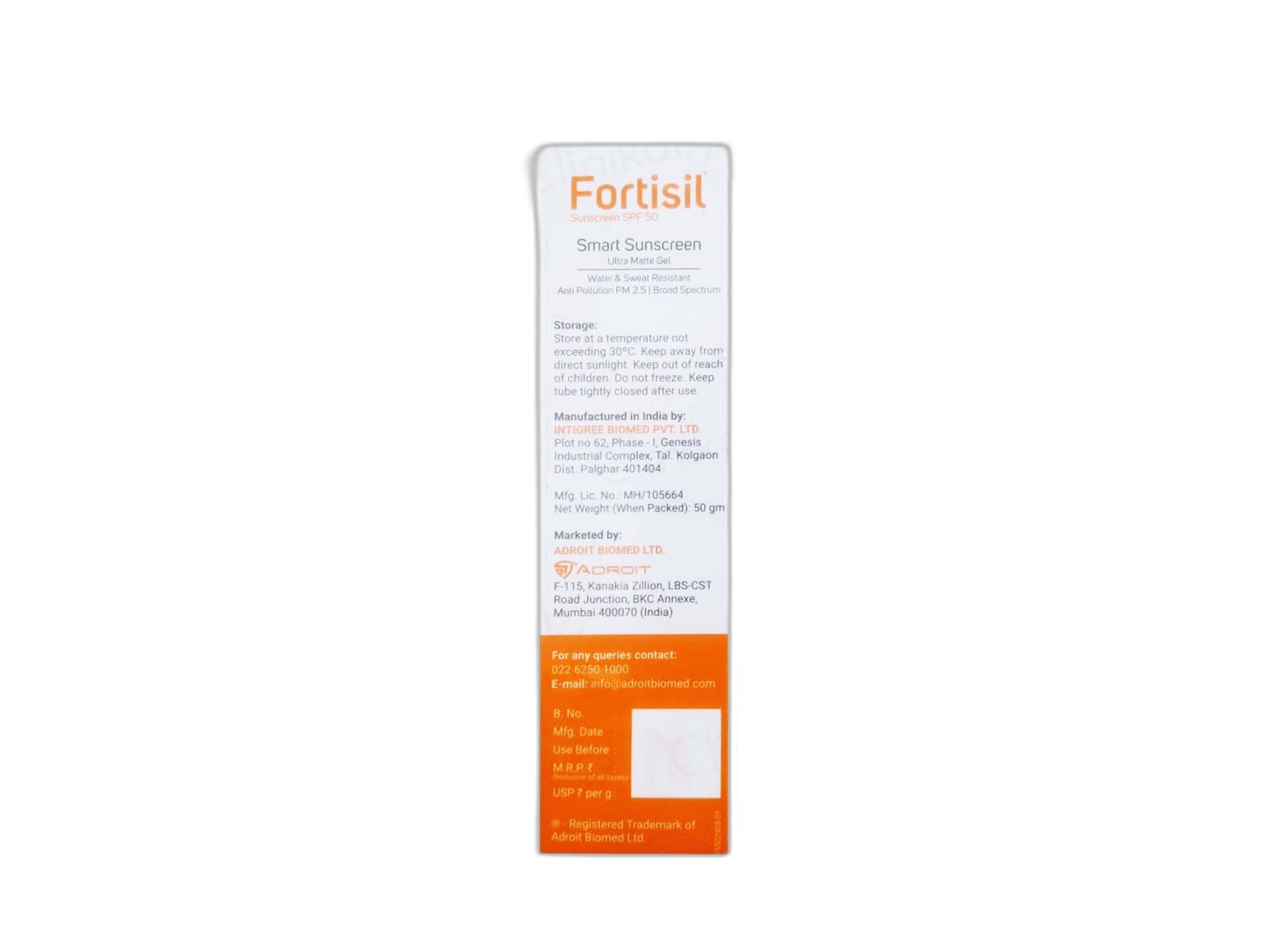 Fortisil Smart Sunscreen Ultra Matte Gel SPF 50 PA+++