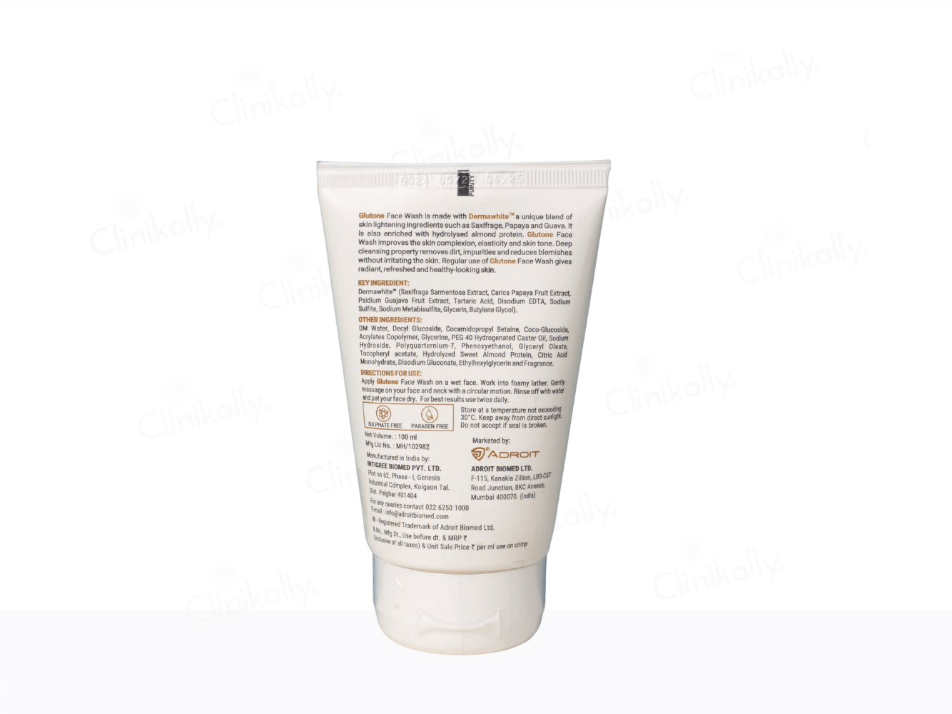 Glutone Dermawhite + Hydrolyzed Almond Protein Face Wash