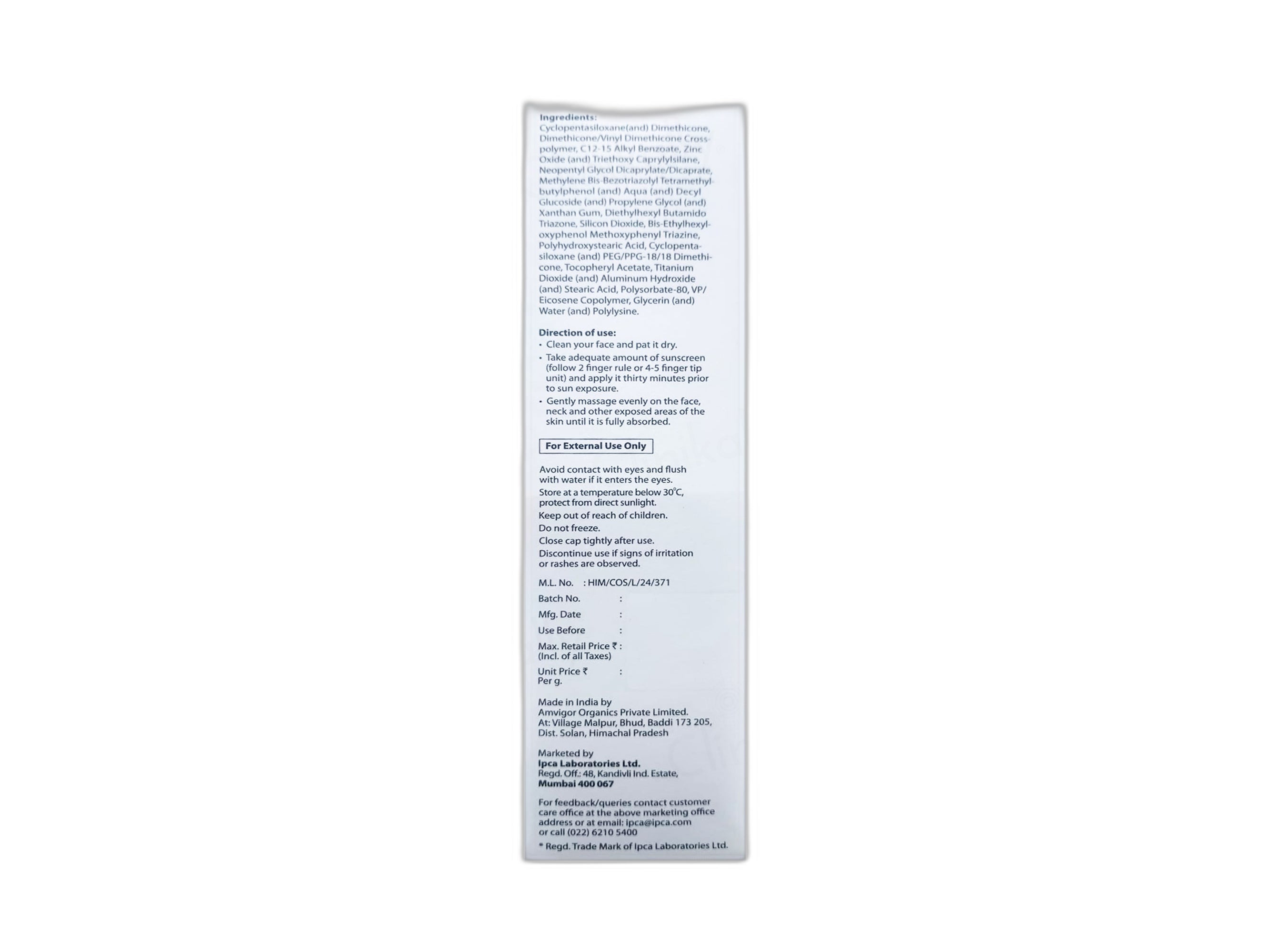 IPCA Acne-UV Silicone Sunscreen Gel SPF 50+ PA++++