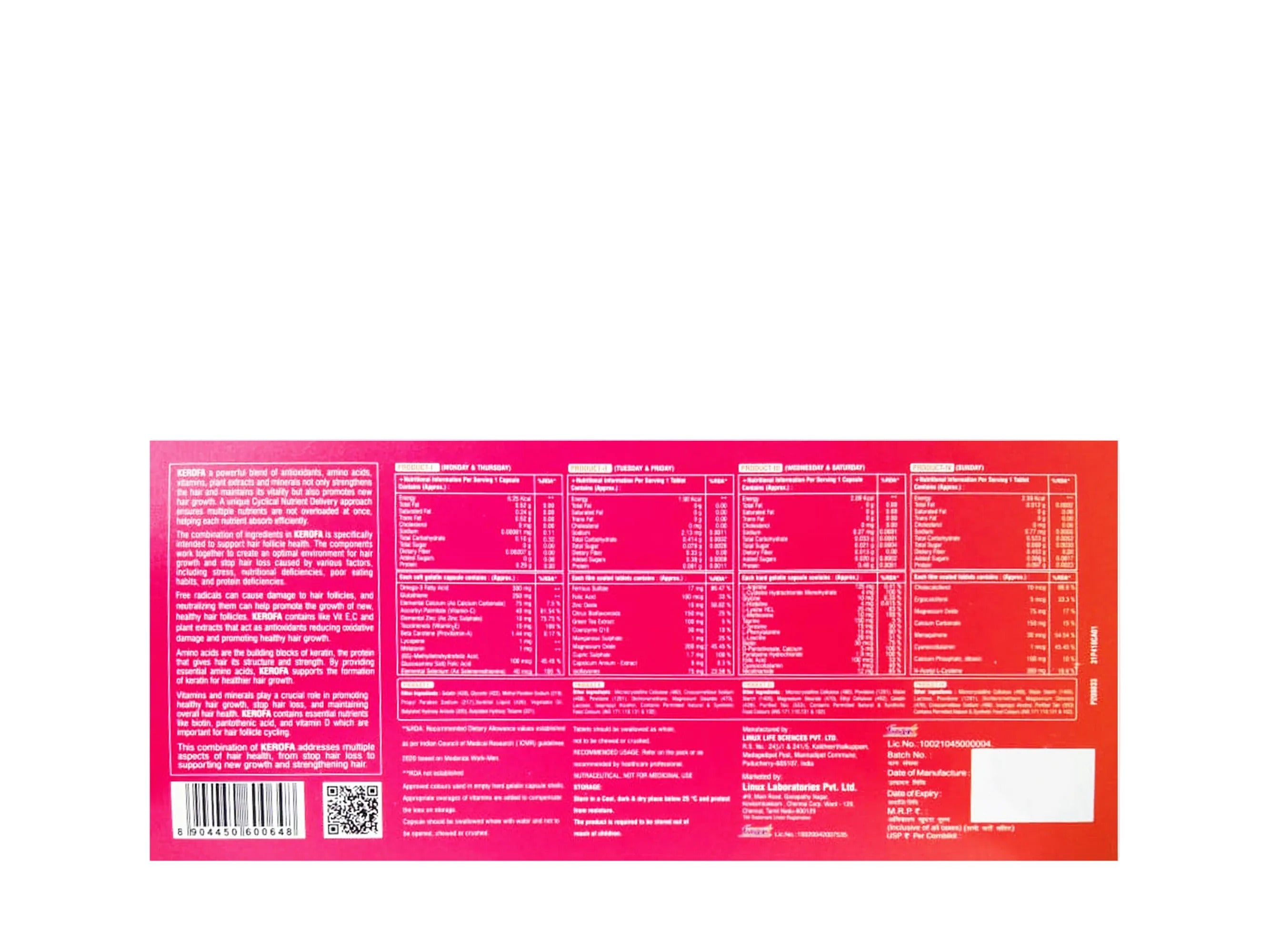 Kerofa Hair Growth Nutraceutical Supplement Combokit