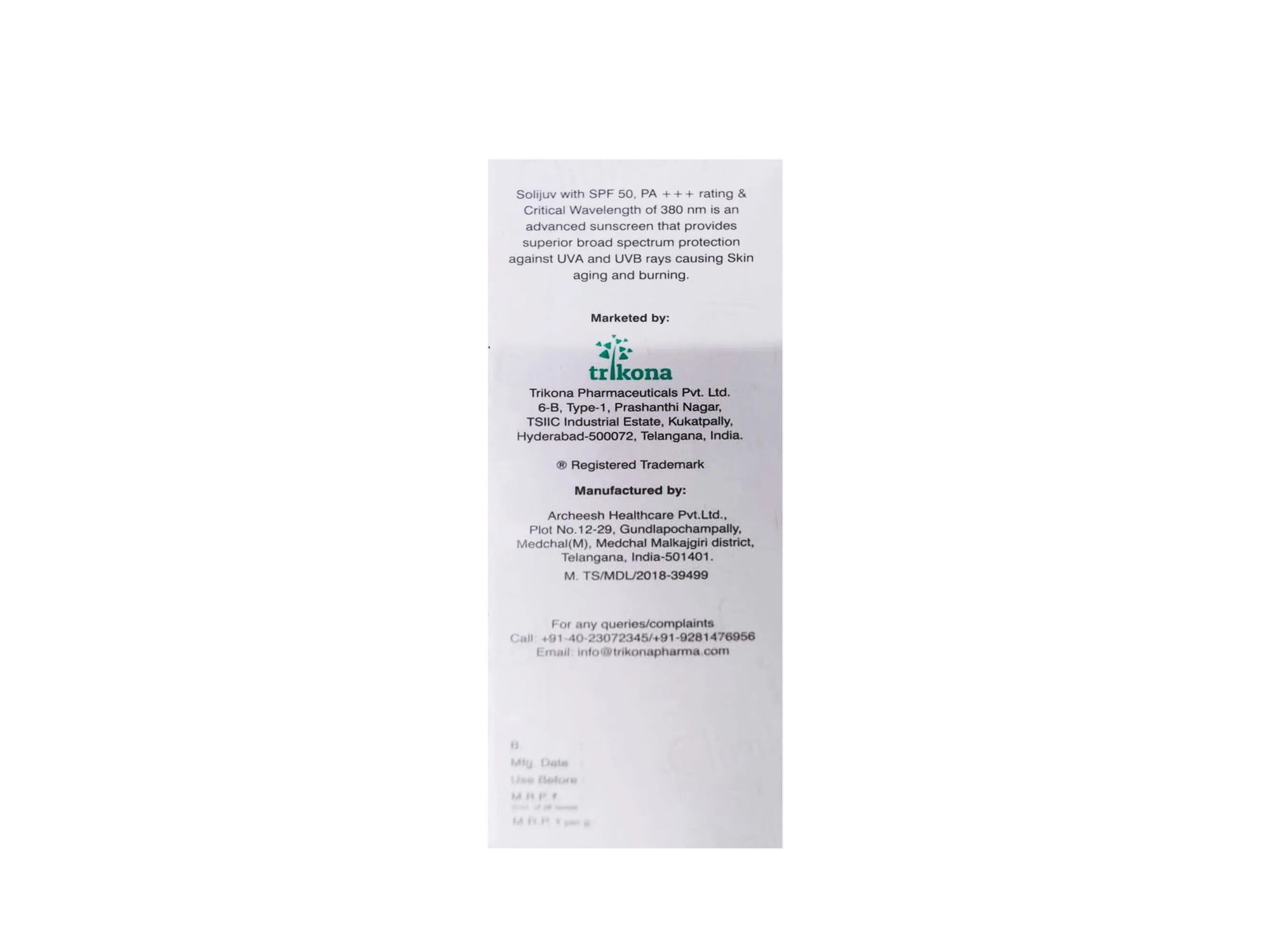 Solijuv Superior Sunscreen Gel SPF 50 PA+++